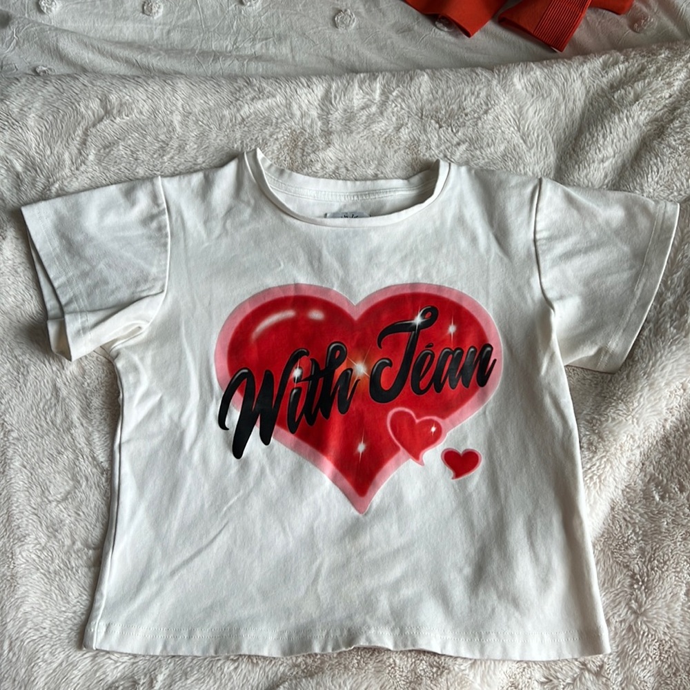 With Jéan white heart tshirt